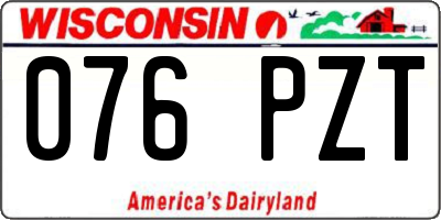 WI license plate 076PZT