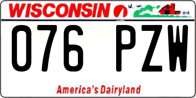 WI license plate 076PZW