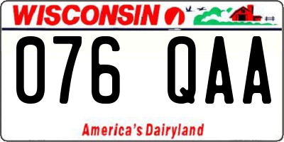 WI license plate 076QAA