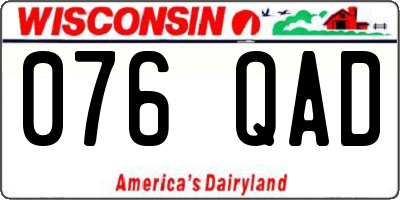 WI license plate 076QAD