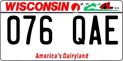 WI license plate 076QAE