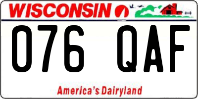 WI license plate 076QAF