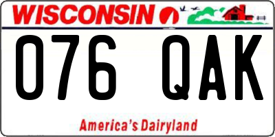 WI license plate 076QAK