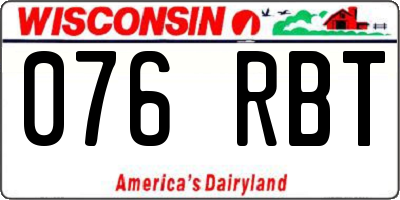 WI license plate 076RBT