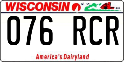 WI license plate 076RCR