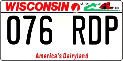 WI license plate 076RDP