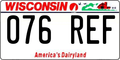 WI license plate 076REF