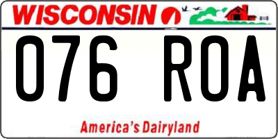 WI license plate 076ROA