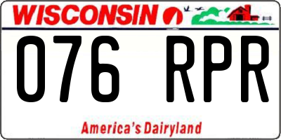 WI license plate 076RPR
