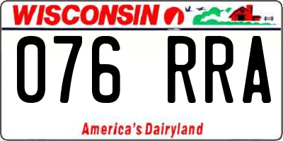 WI license plate 076RRA