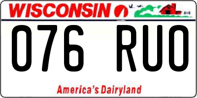 WI license plate 076RUO