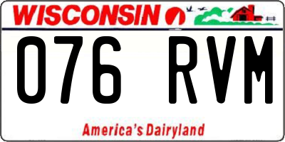 WI license plate 076RVM