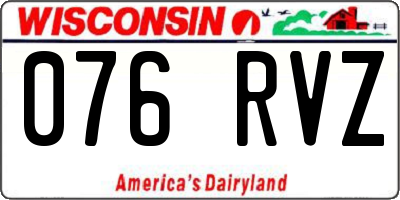 WI license plate 076RVZ