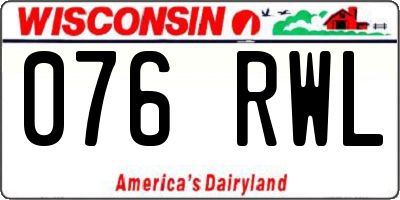 WI license plate 076RWL