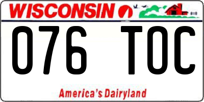 WI license plate 076TOC