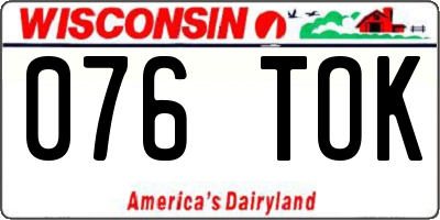 WI license plate 076TOK