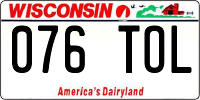 WI license plate 076TOL
