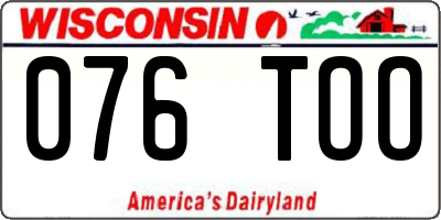 WI license plate 076TOO