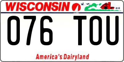 WI license plate 076TOU