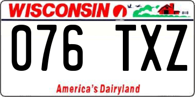 WI license plate 076TXZ