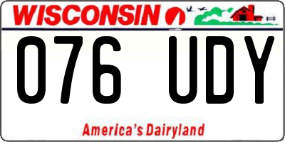 WI license plate 076UDY
