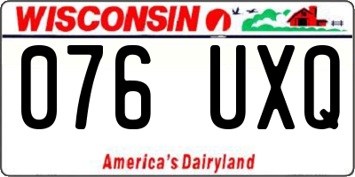 WI license plate 076UXQ