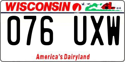 WI license plate 076UXW