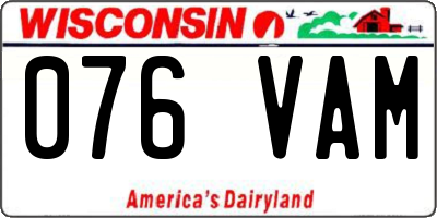 WI license plate 076VAM