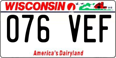 WI license plate 076VEF