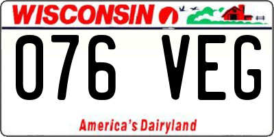 WI license plate 076VEG