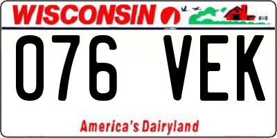 WI license plate 076VEK