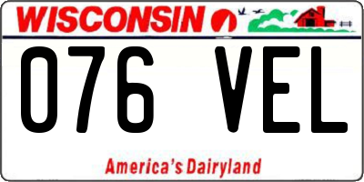 WI license plate 076VEL