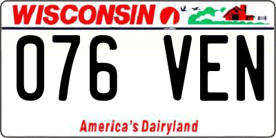 WI license plate 076VEN
