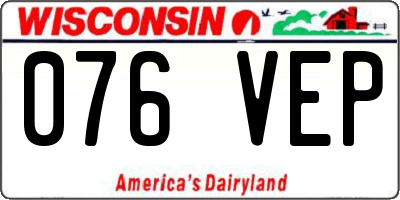 WI license plate 076VEP