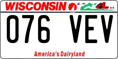 WI license plate 076VEV