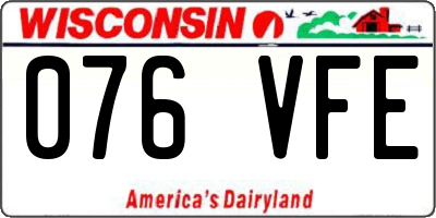WI license plate 076VFE