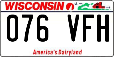 WI license plate 076VFH