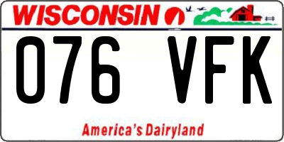 WI license plate 076VFK