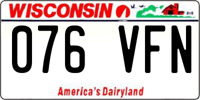 WI license plate 076VFN
