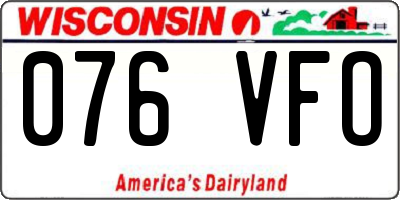 WI license plate 076VFO