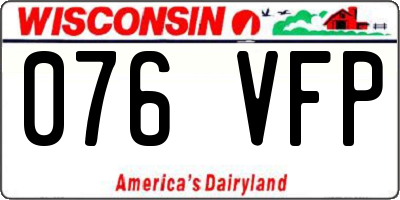 WI license plate 076VFP