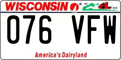 WI license plate 076VFW
