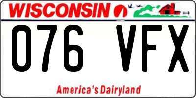 WI license plate 076VFX
