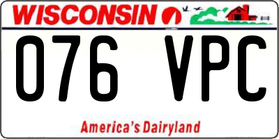 WI license plate 076VPC
