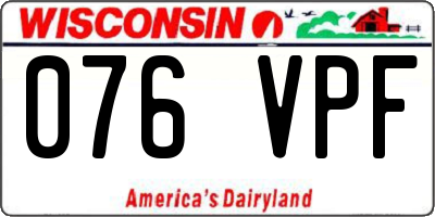WI license plate 076VPF