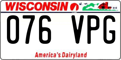 WI license plate 076VPG