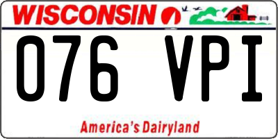 WI license plate 076VPI