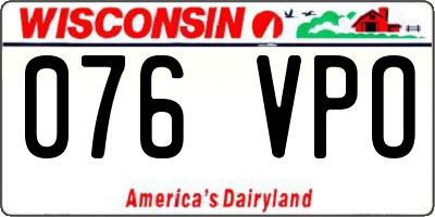 WI license plate 076VPO
