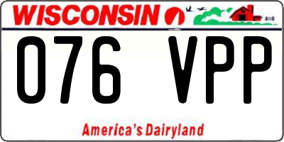 WI license plate 076VPP