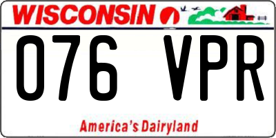 WI license plate 076VPR